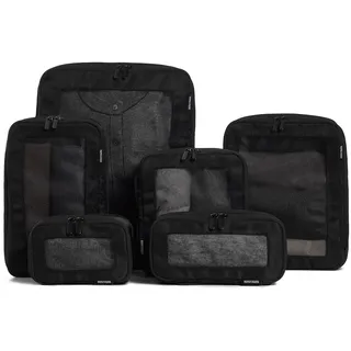 Aerotrunk Kompressions-Verpackungswürfel für Koffer – Doppelreißverschluss, Kompressionsgepäck-Organizer – waschbare Reiseverpackungswürfel (6er-Pack, schwarz)