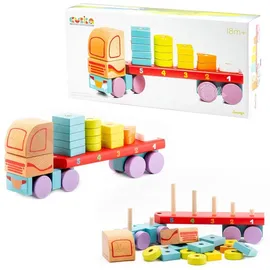 Cubika Holzspielzeug LKW mit geometrischen Figuren