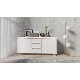 byLIVING Valentin Sideboard 160 x 76 x 38 cm Weiß Holzwerkstoff/Metall