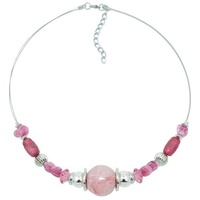 Gallay Perlenkette Drahtkette große Perle rosa altrosa silberfarben Kunststoffperlen 45cm (1-tlg) rosa