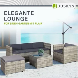 Juskys Punta Cana L Polyrattan Lounge grau meliert/dunkelgrau