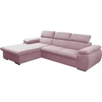 Ecksofa mit Schlaffunktion und Bettkasten, Couch für Wohnzimmer, Schlafsofa Sofagarnitur Sofa Eckcouch L-Form Wohnlandschaft mit Bettfunktion NILU... - Rosa