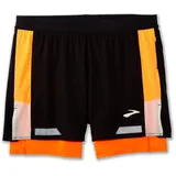 Brooks Run Visible 5" 2in1 2.0 Herren Black/Ecru/Fluoro Flash Größe 40