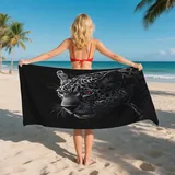 AevuCub Strandtuch Leopard Tiermotiv - Mikrofaser Handtuch 80x160 - Schnelltrocknend & Sandfrei & Kompakt - Microfaser Handtücher - Badetuch Strand Leicht - Strandhandtuch Kinder Damen Herren