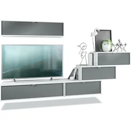 Vladon Wohnwand, Graphit, Holzwerkstoff, 275x180x37 cm, Wohnzimmer, Wohnwände, Wohnwand-Sets
