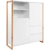 MID.YOU Highboard 120 x 139 x 40 cm Weiß / Eiche Artisan