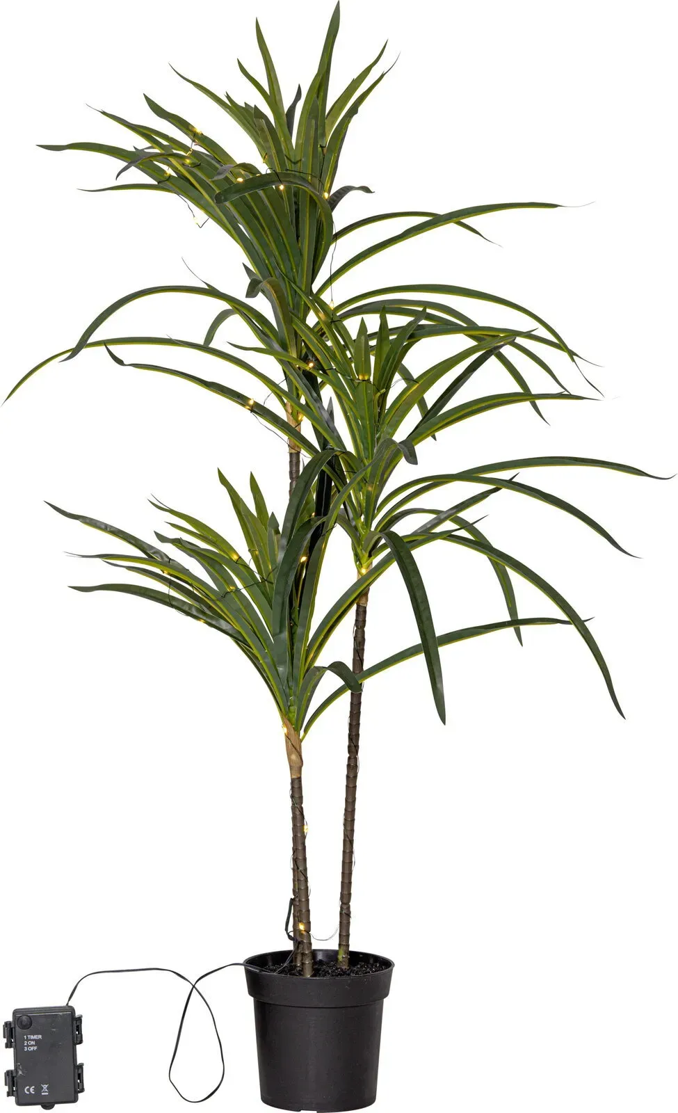 STAR TRADING Kunstpalme mit LED-Lichterkette BALI - B/H/T ca. 55,00x90,00x55,00