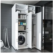 roomart Dora-II Waschmaschinenschrank 115 x 73,8 x 230 cm Weiß Holz