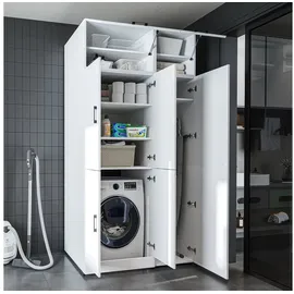 roomart Dora-II Waschmaschinenschrank 115 x 73,8 x 230 cm Weiß Holz