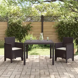 vidaXL Garten Essgruppe 3 pcs Braun Polt Rattan - vidaXL