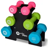 Apollo Kurzhantel Hantel Set Kurzhantel Fitness Hanteln 1-3 kg, (inkl. Hantelständer), rutschfest, 2x 1kg, 2x 2kg, 2x 3kg blau|grün