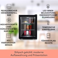 Mini Kühlschrank Glastür 42 l Getränkekühlschrank leise Hausbar Minibar schwarz