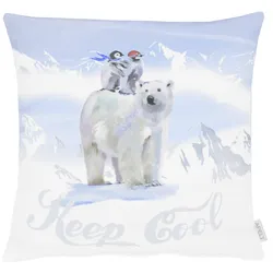 Apelt Kissen Eisbär 45 x cm Mischgewebe Blau, Weiß Blau /