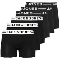 Jack & Jones Retro Boxer 6er Pack Sense (Spar-Set, 3-St) Retro Short / Pant - Baumwolle - Ohne Eingriff - Atmungsaktiv schwarz M