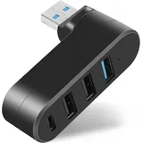Mini-usb-hub-adapter (4 Anschlüsse, Usb 3.0 + 2.0 + Typ-c) – 90°/180° Drehbare High-speed-usb-hub-dockingstation Für Laptops, Usb-sticks Und Macbooks