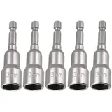 Saipor 5 Stück 1/4 Zoll Sechskantschaft Steckschlüssel Set Magnetische Stecknuss Set Stecknuss Bit Adapter Sechseck Bohrer Impact Nuts Driver Drill Bits für Bohrer, Akkuschrauber (13x65mm)