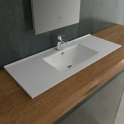 Alpenberger Waschbecken Keramik Waschplätze | Badezimmer Einbauwaschbecken Eckig | Gäste WC Aufsatzwaschbecken Handwaschbecken 100 cm Breit mit Nano