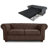 Schlafsofa Chesterfield Asti Bis 2-Sitzer, Sofa mit Schlaffunktion, Couch 2-er, Couchgarnitur, Sofagarnitur, Holzfüße, Glamour (Braun (Capri 45))