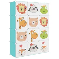 Furnicato Kinderschrank Modular mit 12 Würfeln Grün PP