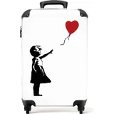 NoBoringSuitcases.com Handgepäck Koffer 55x35x20 cm 36L, Bunte Graffiti-Drucke: Weiß) - Banksy-Stil, Reisekoffer, mit Rollen,