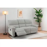 Home Affaire 3-Sitzer »LANNOY, manuelle o. elelektrische Relaxfunktion in 2 Sitzen, USB A/C«, Liegefunktion (105°-150°), Reclinersofa, Webstoff, Federkern, grau