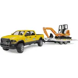 Bruder 02546 - RAM 2500 Rental Service mit Minibagger gelb 1:16