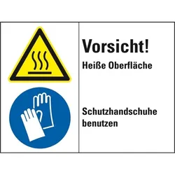 Schild I Kombischild Vorsicht! Heiße Oberfläche..., Kunststoff, 200x150mm, ISO 3864-2