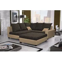 Fun Möbel Ecksofa Sofa NINA inkl.Hocker Beige / Dunkelbraun