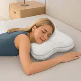 sleezzz Premium Gelschaum Kontur- und Bauchschläfer Kissen 54 x 45 x 12 cm Weiß