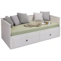 Interlink Ausziehbett BREDA 90 x 200 cm Massivholz lackiert weiß