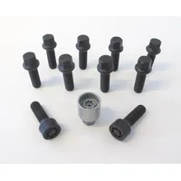 H&R Radschrauben Satz Kugelbund R14 M14x1,50 Länge 35mm Schwarz 10 Stück inkl. Felgenschloss