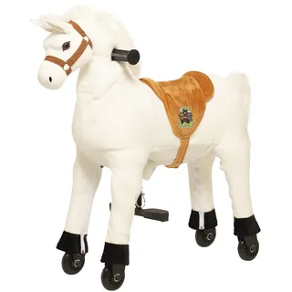 Animal Riding Reitpferd Snowy small Kinder 3 Jahren, Sattelhöhe 56 cm, mit Rollen) ARP011S, Weiß, S