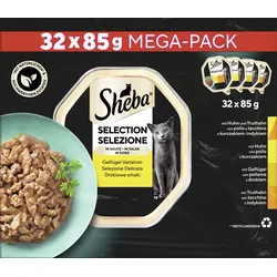 Sheba Katzennassfutter Selection in Sauce Geflügel-Variation Mega-Pack 32x85g