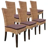 Amagohome Rattanstuhl Esszimmer Stühle Set 6 Stück Rattanstühle Wintergarten Korbstühle Card braun