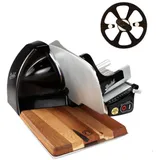 Berkel Aufschnittmaschine - Home Line 200 Plus - Elektrische Schneidemaschine in schwarz + 100% handgefertigtes Schneidebrett Unikat