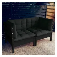 vidaXL Gartensofa Massivholz Kiefer Kissen anthrazit/schwarz 3096014