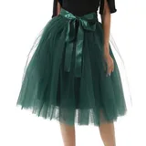 Tüllrock Damen Tüll Röcke Tütü Tutu Erwachsene Rock Tüll Petticoat Unterrock Tüllröcke Midi Karneval Ballett Tutu Kostüm Tütüs Prinzessin Fasching Tüllröckchen 50er Rockabilly 6 Schicht Grün - Taille 65-120 CM, Länge 65 CM