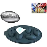 König Design Eiswürfelform Design Silikon Eiswürfel Form Eiswürfelschale Eiskugeln Eiskugelform, Lebensmittelecht, Geruchsneutral, Lange Kühlung schwarz Football Schwarz