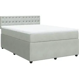 vidaXL Boxspringbett mit Matratze Hellgrau 160x200 cm Samt