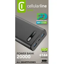 Cellular Line 20000 mAh Powerbank USB Typ-C (Schwarz)