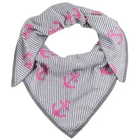 Zwillingsherz Dreieckstuch mit Anker-Muster, Grau-Weiß Gestreift, Pinke Anker