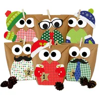 Papierdrachen Adventskalender 2025 zum Befüllen - 24 Eulen-Tüten im Rot-Grün-Weihnachtsdesign - DIY Set mit Aufklebern zum Basteln für Kinder