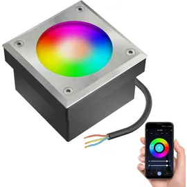 ledscom.de 1x LED Pflasterstein NEOLUM für außen, IP67, eckig, 10 x10cm, inkl. GX53 RGB Leuchtmittel, 670lm, Smart Home