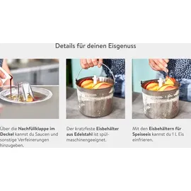 Springlane Eismaschine & Joghurtbereiter Elisa 2,0 L mit selbstkühlendem Kompressor 220 W, aus Edelstahl mit Kühl- und Heizfunktion, inkl. Rezeptheft (Elisa Anthrazit)