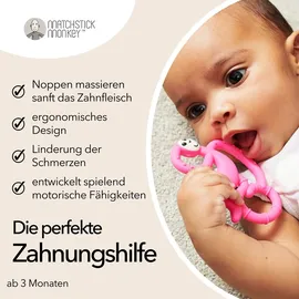 MATCHSTICK MONKEY Beißring Affe mini Teether pink