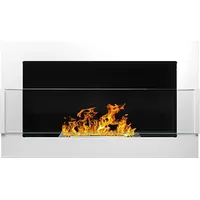 Selsey ASTRALIS - Wandkamin / Bioethanol-Kamin mit Sicherheitsglas, rechteckig, 65 x 40 cm (Weiß Hochglanz)