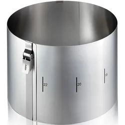 Backrahmen GEFU "TONDO CLIP", silber, B:30cm H:15cm Ø:16cm, Edelstahl, Speiseringe, Backrahmen, patentierter Sicherungsclip fixiert den Ring auf der gewünschten Größe