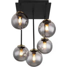 GLOBO Deckenleuchte Jorge 5-flammig Schwarz matt-Rauchfarben 255 x 255 x 380 mm