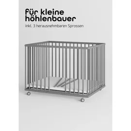 Sämann – make a difference. Laufgitter, Grau, Holz, Echtholz,Buche, 100x74x75 cm, Babymöbel, Laufstall Baby