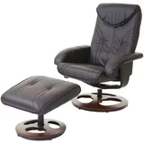 Mendler Relaxsessel HWC-C46, Fernsehsessel Sessel mit Hocker, Kunstleder ~ braun